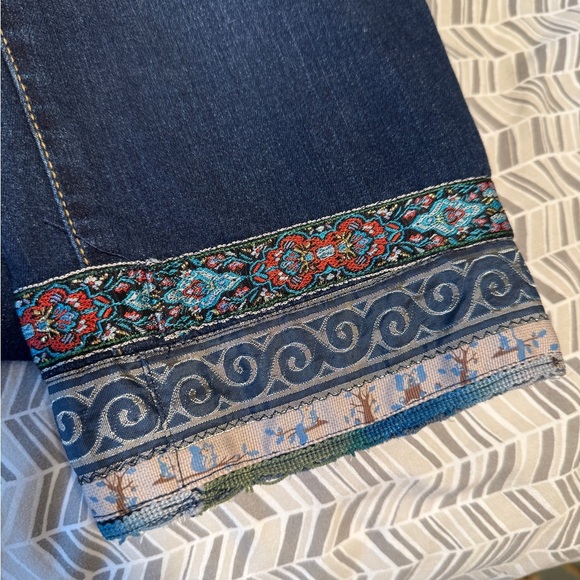 Ava & Viv Women's Blue Jeans with Embroidered Hem - Picture 5 of 5